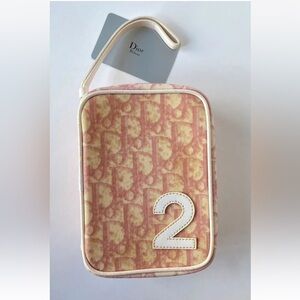 Vintage Christian Dior Pink Trotter No.2 Pouch Wristlet New with Storage Flaw
